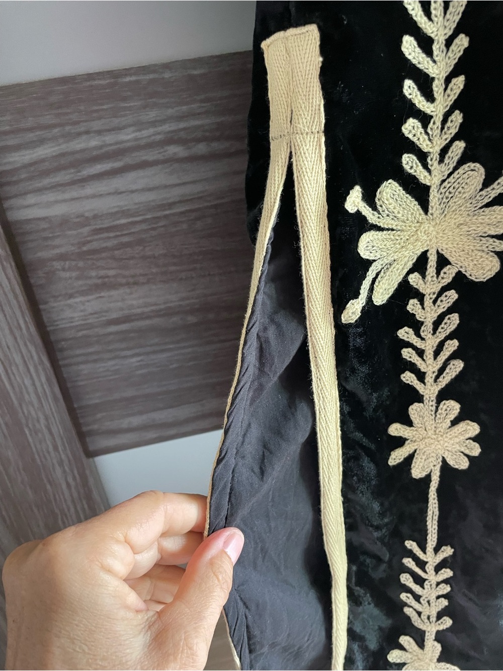 Antra Embroidered Velvet Black & Cream Long MIDI Jacket Coat - Picture 7 of 16